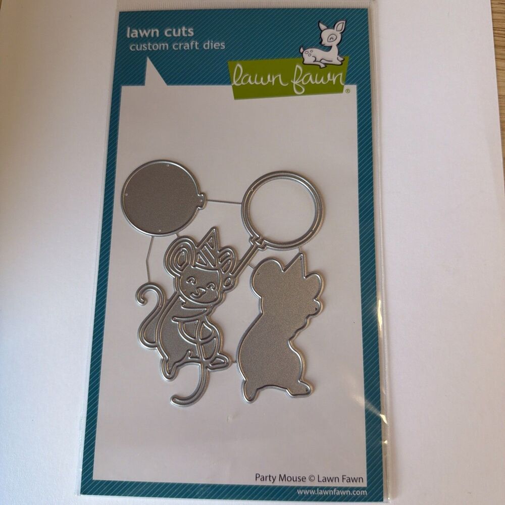NEW Lawn Fawn LF3732 Party Mouse die lawn cuts celebration With Balloons